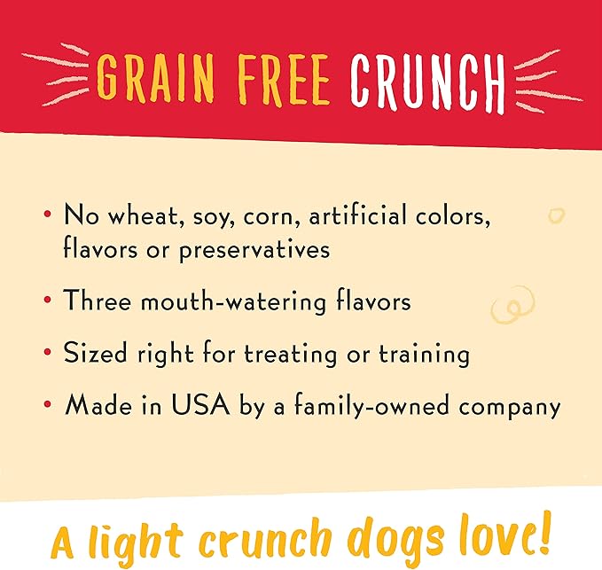 Charlee Bear Crunch Grain Free Dog Treats, Chicken,Pumpkin and Apple, 8 Ounce Resealable Bag,Low Calorie Training Treats for Dogs,Limited Ingredient,Healthy,Crunchy Dog Snacks, Made in USA (Pack of 2)