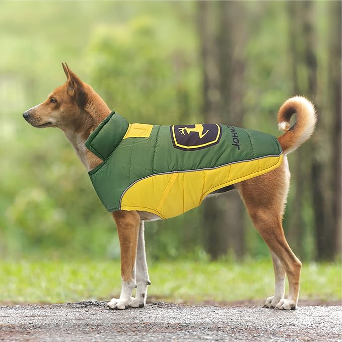 Pets First John Deere Puffer Vest for Dogs & Cats, Size Small. Warm, Cozy, and Waterproof Dog Coat, for Small and Large Dogs/Cats. Best Licensed PET Warming Sports Jacket