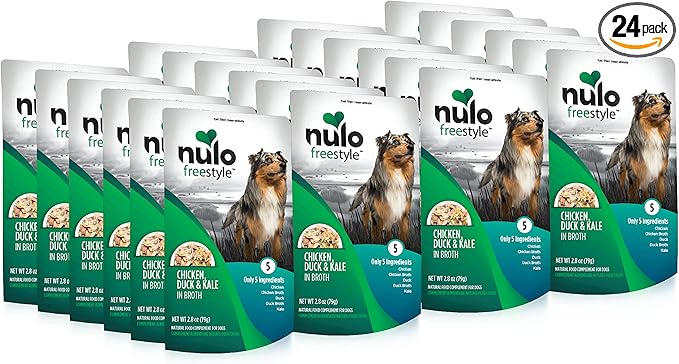 Nulo Freestyle Chicken, Duck, & Kale in Broth Real Meat Dog Food Topper, 2.8 Ounce (Pack of 24)