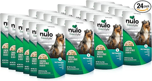 Nulo Freestyle Chicken, Duck, & Kale in Broth Real Meat Dog Food Topper, 2.8 Ounce (Pack of 24)
