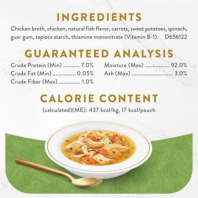 Fancy Feast Purina Lickable Wet Cat Food Broth Topper,Classic with Chicken and Vegetables - 1.4 oz. Pouches,(Pack of 32)