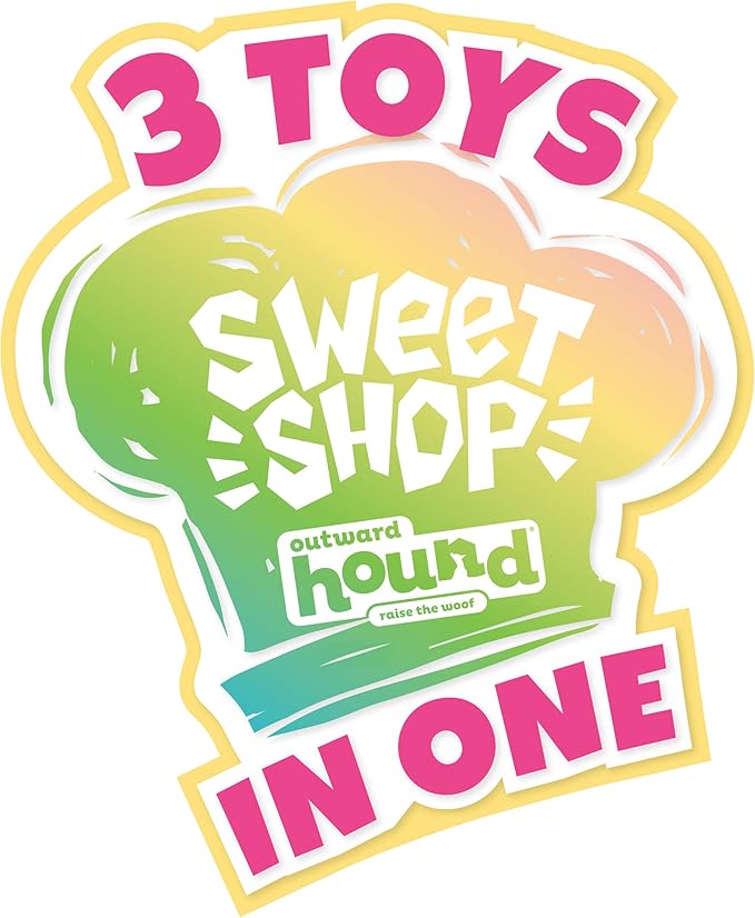 Outward Hound Surprise Destroy Them All Sweet Shop Dog Toy - 3-in-1 Dog Toy, Collect All of The Squeakin Sweet Treats!