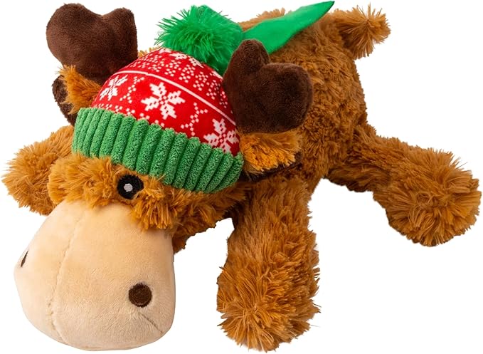 KONG Cozie Winter Reindeer - Plush Dog Toy with Winter Hat – Soft Cuddle Toy with Extra Layer for Durability, Gentle Chewing & Indoor Play