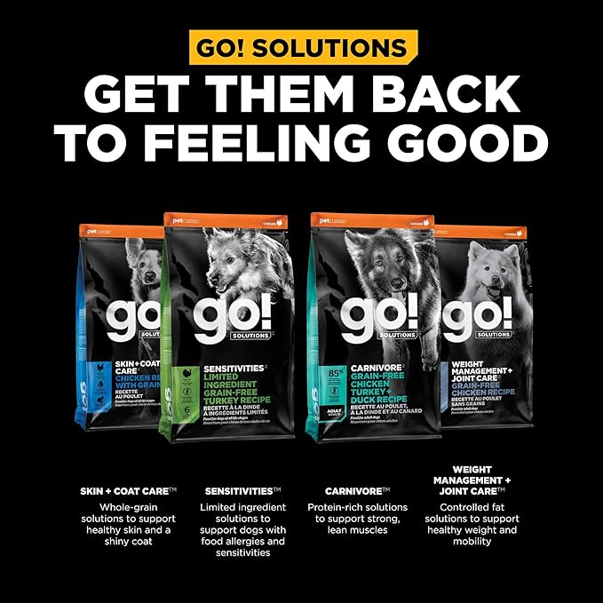 Go! Solutions Digestion + Gut Health Chicken Dry Dog Food, Premium-Quality Kibble for Gastrointestinal & Digestive Wellness, Supports Sensitive Stomachs, for Puppies, Adults & Seniors, 12 lb Bag