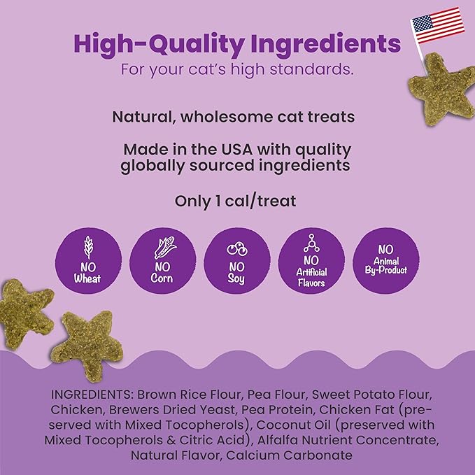 Catstages by Nina Ottosson Purrfect Bitez Natural Crunchy Cat Treats for Puzzles, Toys, Feeders, & Training, USA-Made, Real Chicken Flavor, 4oz