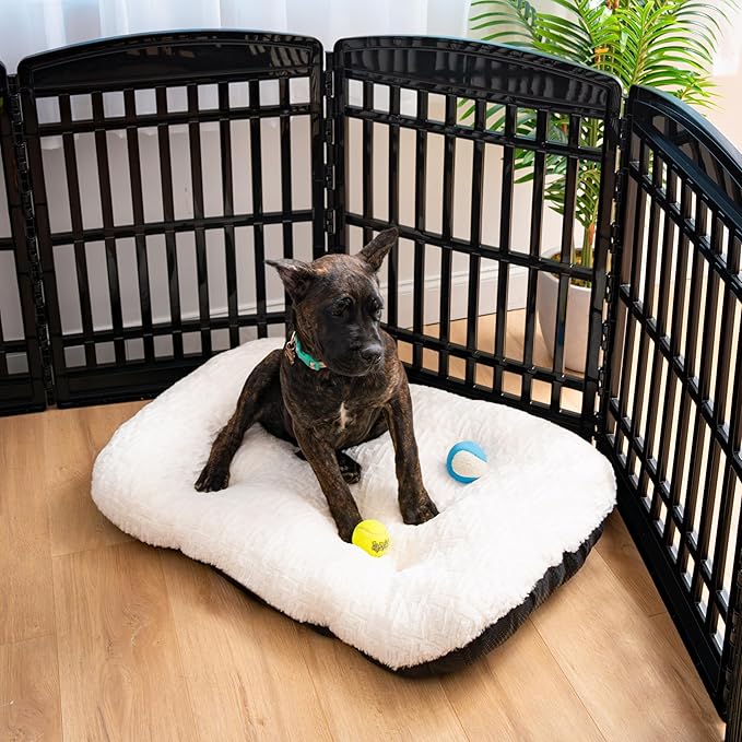 IRIS USA 35" 10-Panel Pet Dog Puppy Playpen with Door, Small, Medium, and Large Dogs, Keep Pets Secure, Easy Assembly & Storying, Customizable, Black