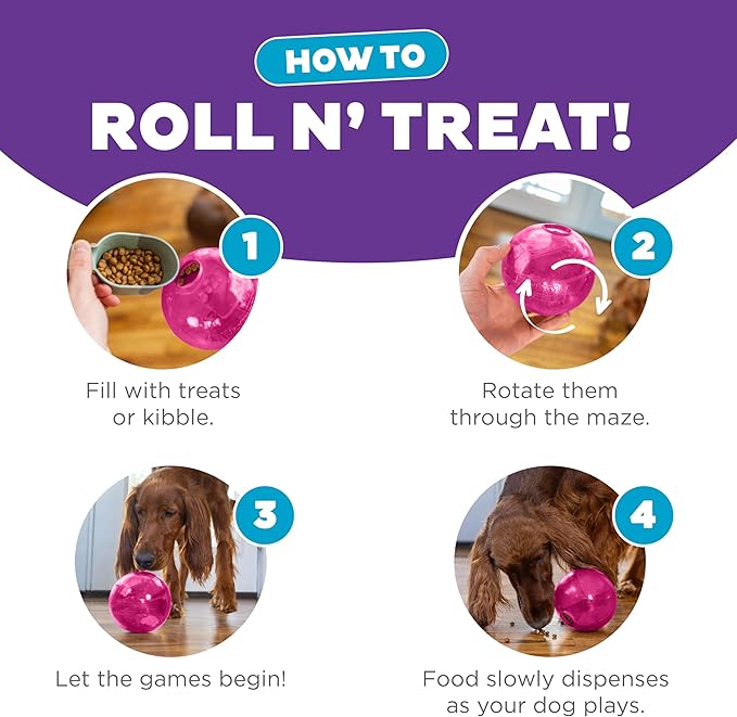 Outward Hound Orbee-Tuff Mazee Interactive Dog Puzzle Toy, Treat Dispensing Slow Feeder Ball, Pink, 4.7-Inch
