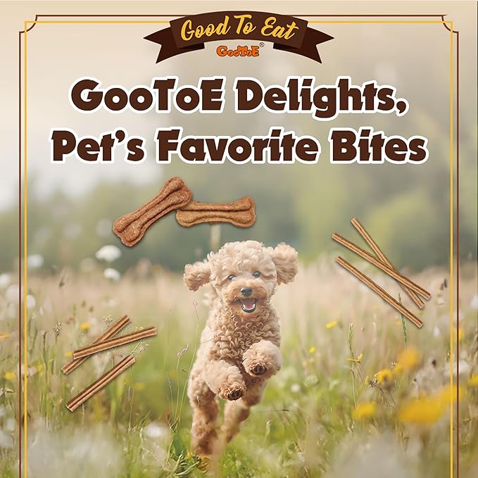 Gootoe Buffalo Dog Treats, Natural Low-Fat Chews for Training & Rewards, Limited Ingredient, Puppy Treats for Medium Dogs, Buffalo Bites Stick (Large), 8 oz