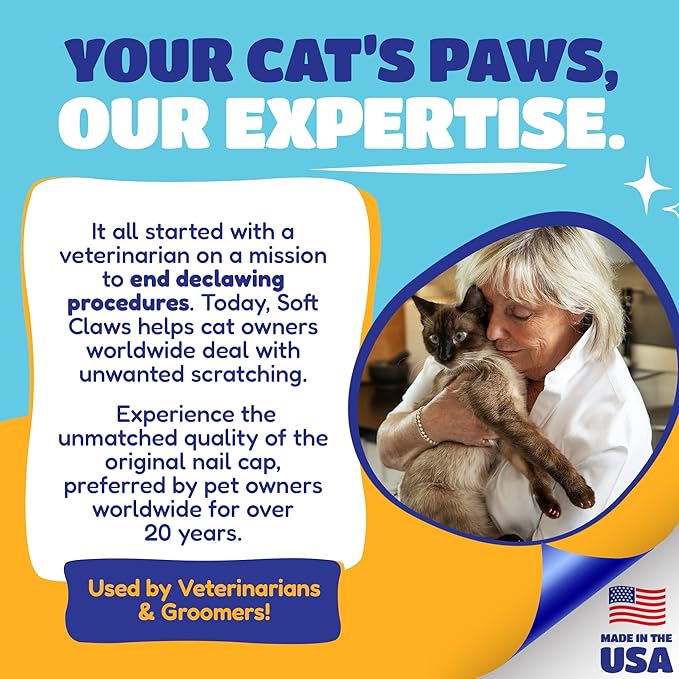 Soft Claws Nail Caps for Medium Cats – (40 Caps, Pride) - Made in USA - Veterinarian-Developed | Protects Furniture & Skin - Easy to Apply, Long-Lasting Anti-Scratch Soft Cat Claw Covers