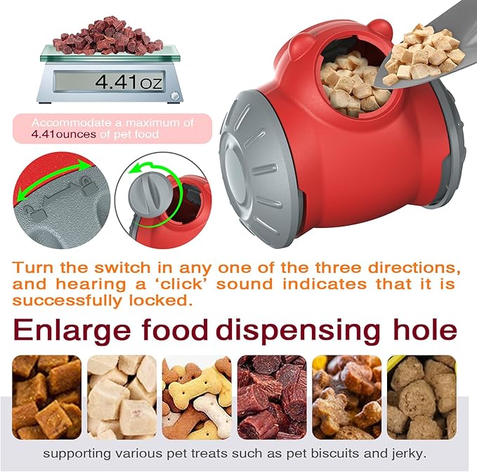 2026 Interactive Dog Dispenser Toy - Premium Food for Smart Dogs - Adjustable Food Puzzle for Small Medium and Large Dogs for Large/Medium/Small Aggressive Chewers Breed Pet Cat Color Red