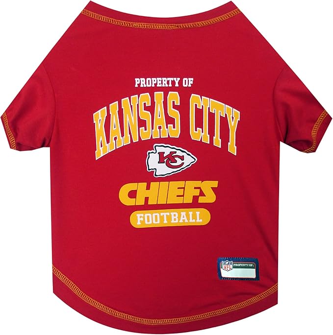 NFL Kansas City Chiefs Dog T-Shirt for Pets, Size Medium. Officially Licensed Pet Shirt with Team Logo, Soft Stretchable Comfort Fit Apparel for Dogs & Cats