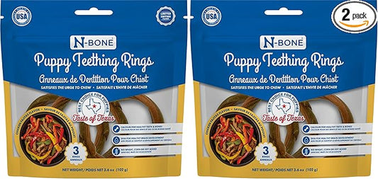 N-Bone Puppy Teething Rings Taste of Texas Chicken Fajitas Flavor 3 Count (Pack of 2)