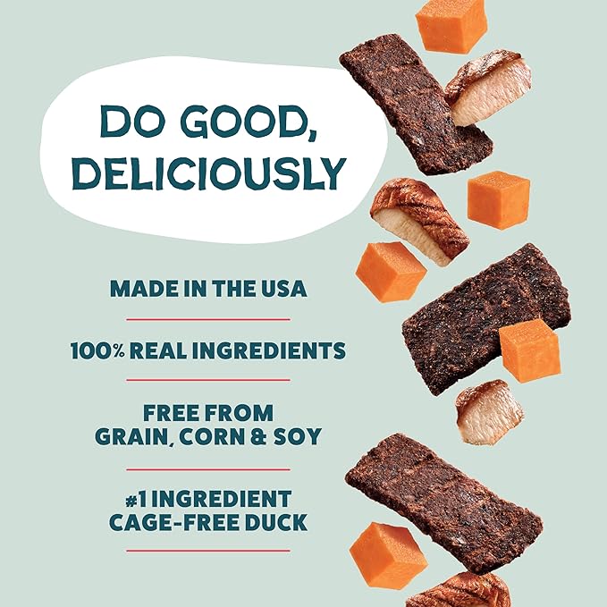 Shameless Pets Jerky Bites Treats, Duck-Tato - Healthy Dog Chews for Digestion Support with Fiber - Dog Treats with Real Cage-Free Duck - Free from Grain, Corn & Soy - 1-Pack