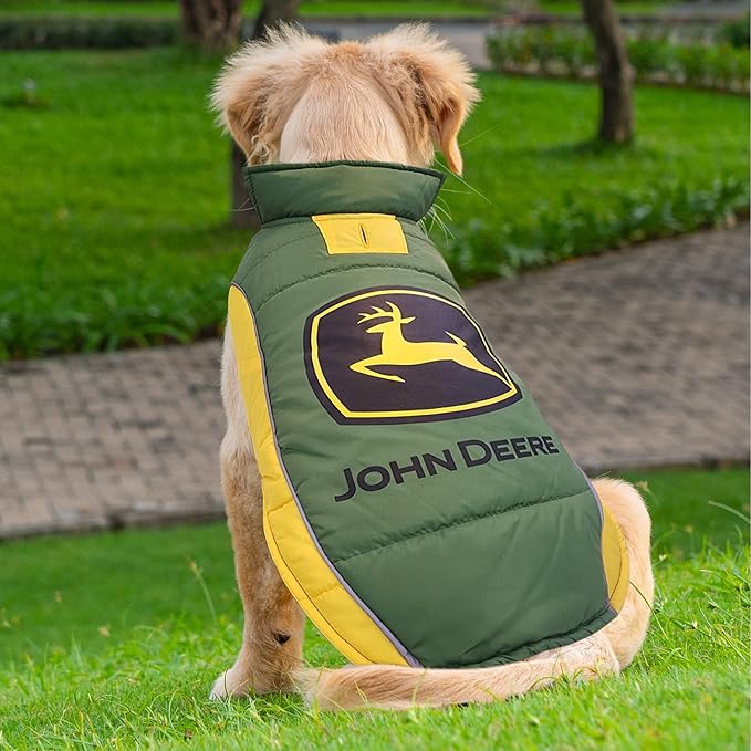 Pets First John Deere Puffer Vest for Dogs & Cats, Size Small. Warm, Cozy, and Waterproof Dog Coat, for Small and Large Dogs/Cats. Best Licensed PET Warming Sports Jacket