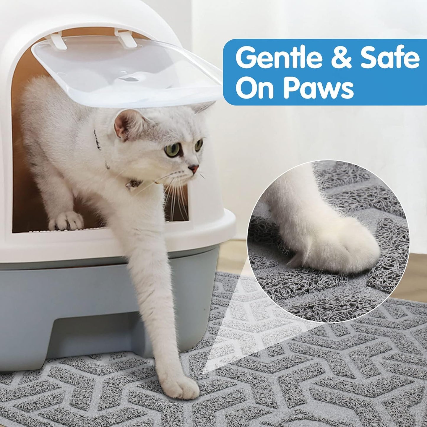 UPSKY Cat Litter Mat - Soft on Kitty Paws, Large Trapping Mat 35" x 24" for Scatter Control, Waterproof Extra Large Box Carpet