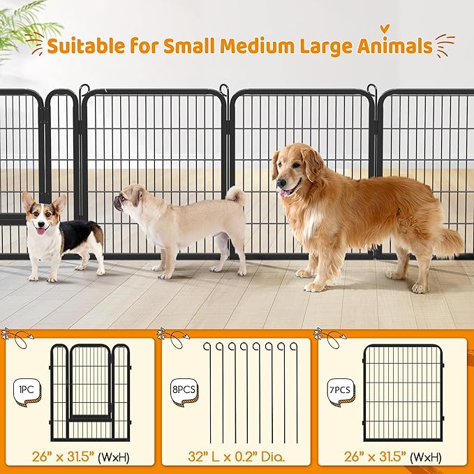 Topeakmart Dog Playpen Outdoor Puppy Exercise Pen Indoor Portable Pet Fence for Yard/RV Camping, 32 Inch 24 Panels