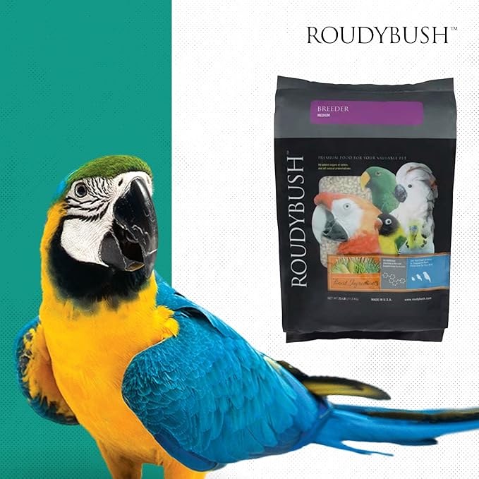 Roudybush Breeder Food for Breeding & Weaning Birds - Scientifically Formulated Bird Feed - Bird Food Pellets w/ Corn, Wheat, Soy & More - Nutritious & Healthy Feed for Birds (Medium, 25lb)