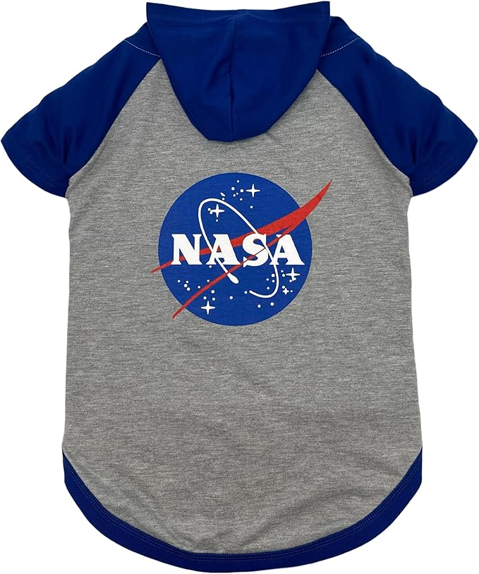 PET NASA Hoodie T-Shirt for Dogs & Cats. NASA Logo Dog Hoody Tee Shirt, X-Small, Outer Space Hoodie T-Shirt for Pets Cool Sporty Dog Shirt