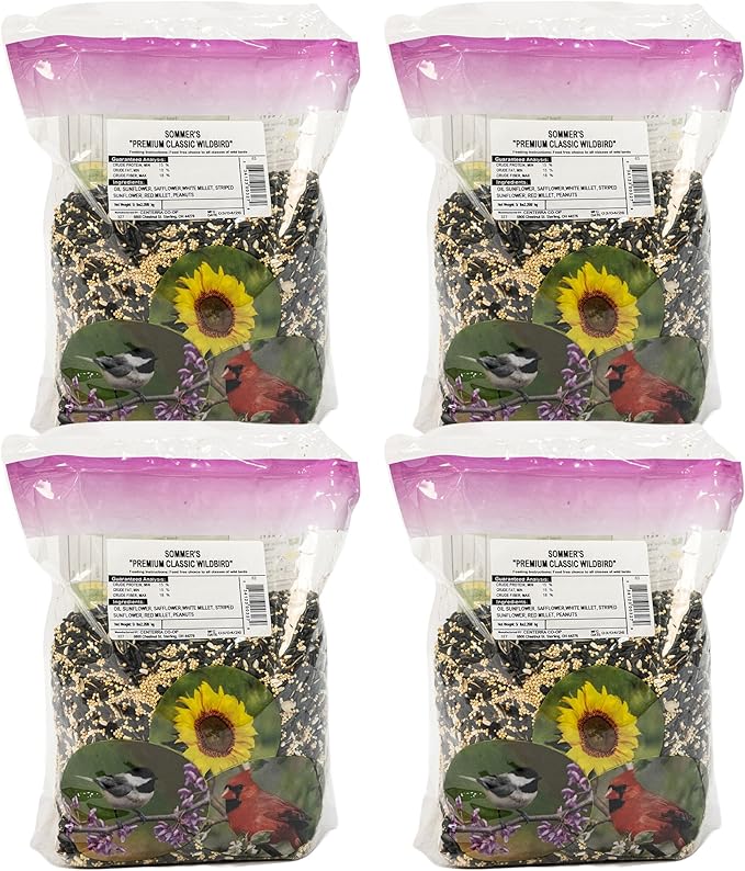 Premium Classic Wild Bird Seed – 4 Pack (5 lb Bags) High Sunflower Backyard Bird Feeder Blend