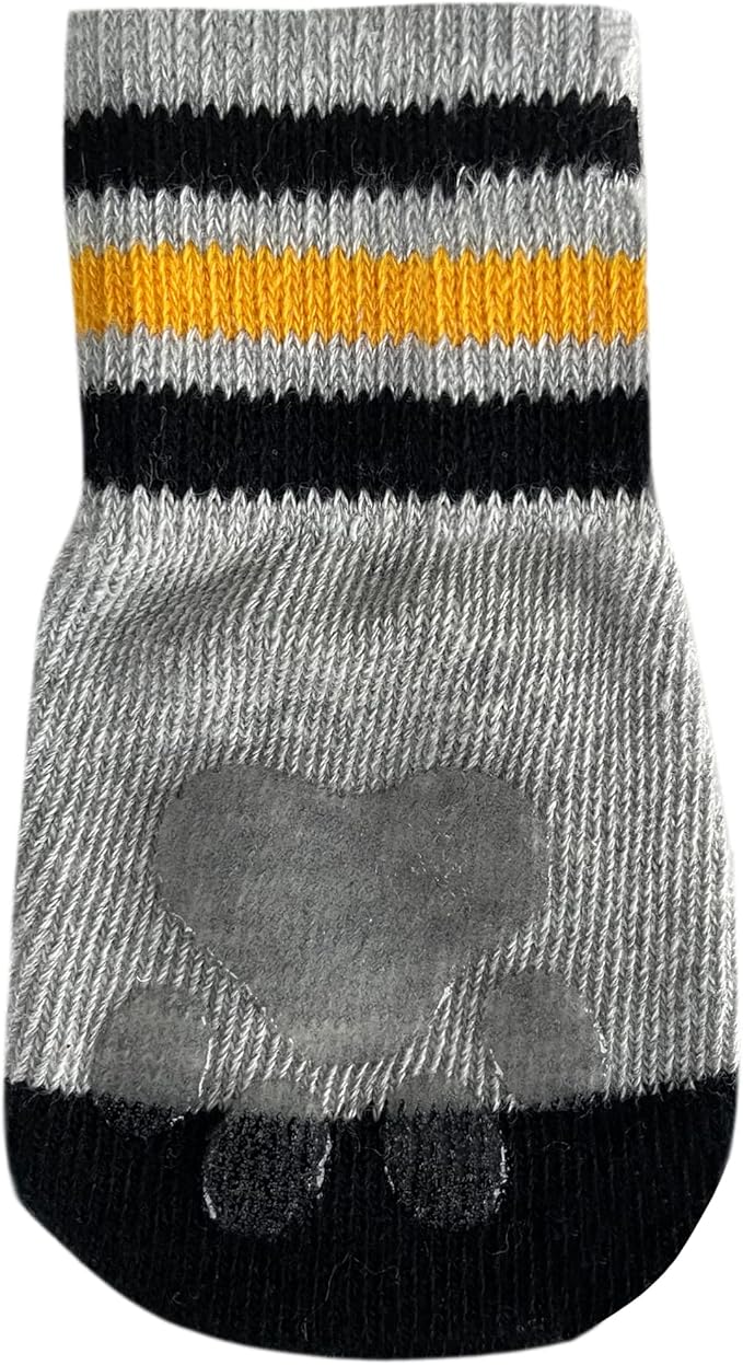 NFL Pittsburgh Steelers Anti Slip Dog Socks with Elastic Ribbed Top, Size Medium/Large. Indoor/Outdoor Socks, Best Dog Paw Protector, 2 Pairs, Cool Puppy Supplies with NFL Logo of Steelers Team