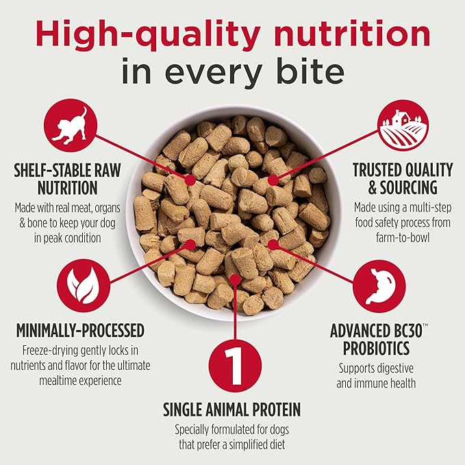 Nulo Freeze-Dried Raw Beef Recipe with Apples Complete and Balanced Dry Dog Food Kibble, 18 Ounce Bag