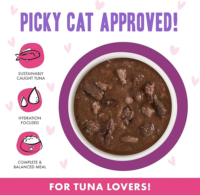 Weruva B.F.F. OMG - Best Feline Friend Oh My Gravy!, Tuna & Beef Belly Rubs with Tuna & Beef, 2.8oz Can (Pack of 12)