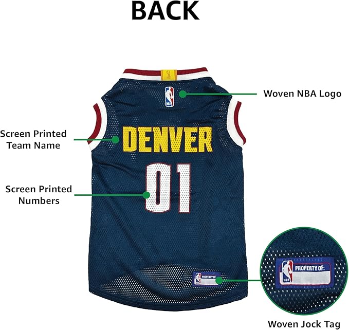 Pets First NBA Denver Nuggets Dog Jersey, X-Small- Tank Top Basketball Pet Jersey