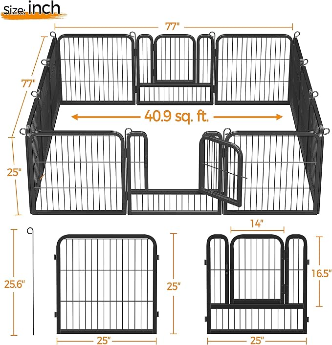 Topeakmart Dog Playpen Outdoor Puppy Exercise Pen Indoor Portable Pet Fence for Yard/RV Camping, 24 Inch 12 Panels