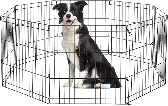 PAWZ Road Dog Playpen Foldable Metal Dog Fence Outdoor/Indoor Use Portable Design for RV and Camping- 8 Panels (24" Wide Each), 42 inch Height for Small Dogs Puppy Large Dogs