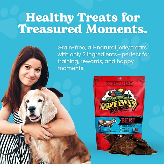Classic Beef Bites, Soft Jerky Treats for Dogs, Grain-Free & All-Natural, Ideal for Training, Portioning, and High-Value Rewards for All Breeds & Ages - 3.5 Ounce Pouch