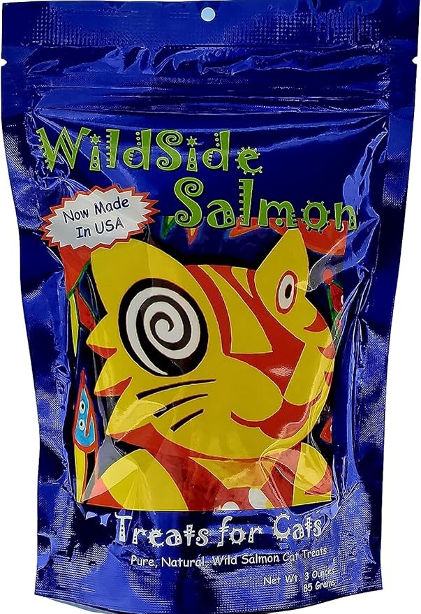 WildSide Salmon - Wild Alaskan Salmon Freeze Dried Cat Treats - Healthy and Organic Cat Food - 3 Ounces (3 Pack)