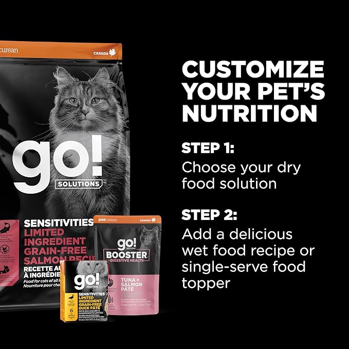 Go! Solutions Sensitivities Limited Ingredient Salmon Grain-Free Dry Cat Food, Chicken-Free Kibble Made by Experts for Sensitive Stomachs & Food Allergies, for Kittens, Adults, & Seniors, 6 lb Bag