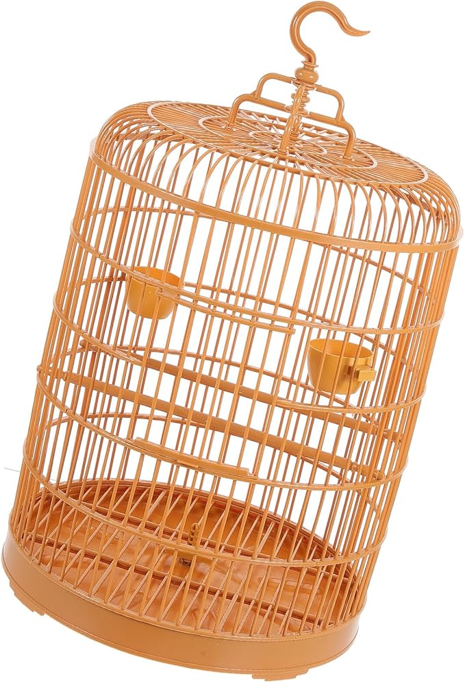 Beaupretty Plastic Hanging Bird Cage for Small Pets, Round Dome 30cm Vintage Decorative Birdcage Suitable for Parrots and Cockatiels, Outdoor Use
