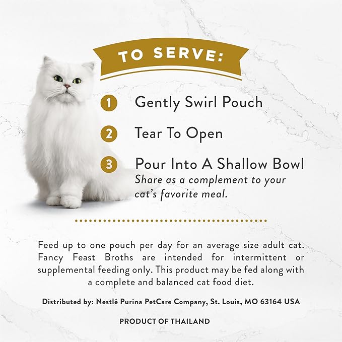 Purina Fancy Feast Broths Creamy Senior Cat Food Topper With White Meat Chicken & Vegetables, Pack of 16, 1.4 oz Pouches