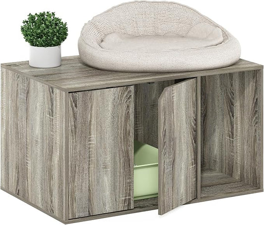 Furinno Peli Litter Box Enclosure, French Oak Grey