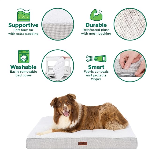 Furhaven Cooling Gel Dog Bed – Classic Cushion with Plush Tufted Top, Supportive Foam Mattress, Removable Washable Cover, Joint Relief - Gray, Medium
