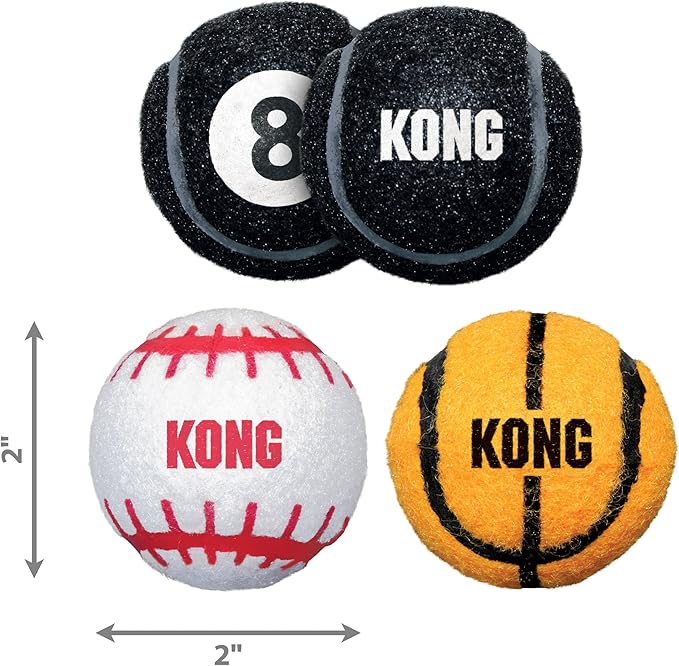 Kong - Sport Balls - Extra Bouncy, Tough Balls for Indoor/Outdoor Play - Small (3 Pack - Assorted)