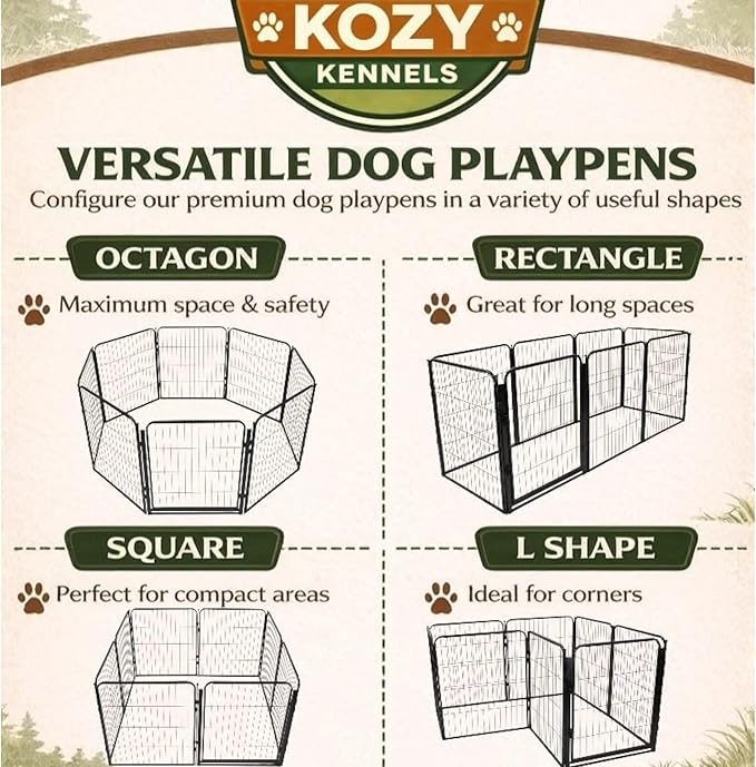 Dog Playpen w/Carrying Case for Indoor or Outdoor Use – 24 Inch, 8 Black Panels - Portable Metal Exercise Pen for Small Dogs & Puppies - Pet Fence Kennel Crate for House, RV, or Travel