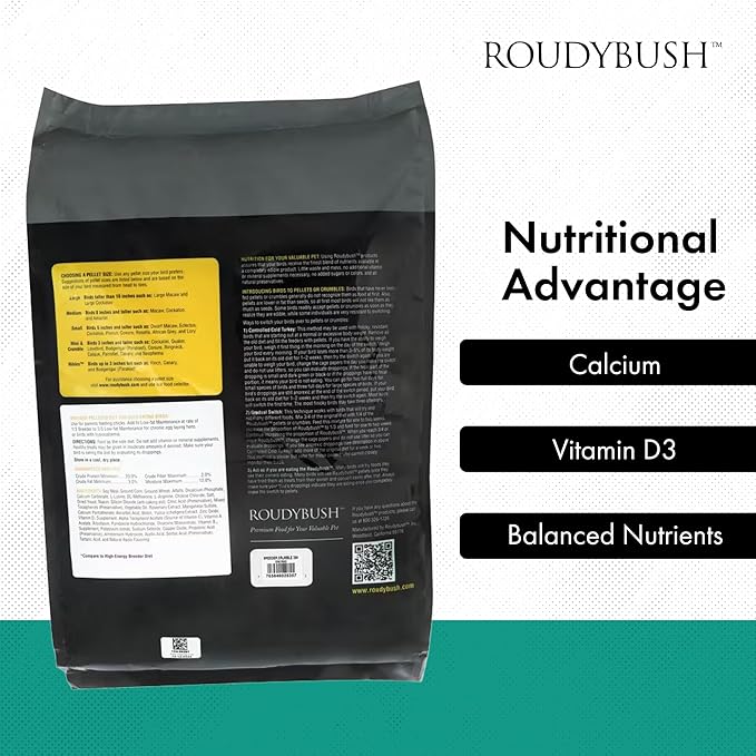 Roudybush Breeder Food for Overweight Breeding Birds - Scientifically Formulated Bird Feed - Bird Food Pellets w/ Corn, Wheat, Soy & More - Nutritious & Safe Feed for Birds (Crumble, 25lb)