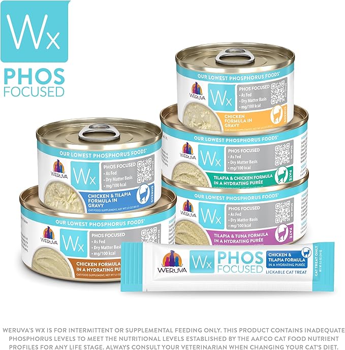 Weruva Wx Phos Focused Gravy and Pate Formulas 5.5oz Can Variety Pack, Pack of 12