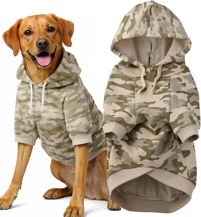 Pet Passion Rocky II - The Extra Comfy Hoodie, Organic Cotton and Recycled Poly Dog Hoodie Pet Coat Sweater for Small, Medium, Large Dogs, Sage Camo, XXX-Small (up to 5lbs)