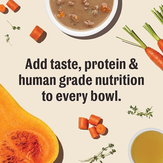 The Honest Kitchen Human Grade Bone Broth POUR OVERS™ Wet Toppers for Dogs (12 pack), 5.5oz - Turkey & Salmon Stew
