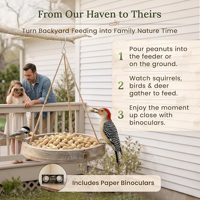 Forest Haven Premium Raw Peanuts for Squirrels – 10LB Bulk Squirrel Food – Unsalted Peanuts in Shell for Birds, Deer & Wildlife – Bonus Binoculars Included - USA Grown