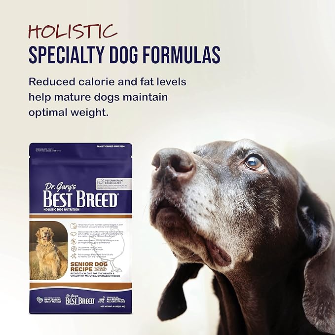 Best Breed Dr. Gary's Senior Dog Recipe, Reduced Calorie Dry Dog Food for Senior & Overweight Dogs, All Breeds, 28 lb. Bag