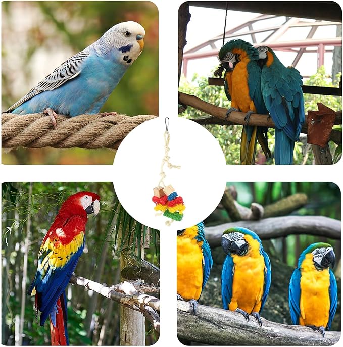 Natural Parrot Chewing with Seagrass Rope Bird Foraging and Shredding Lightweight Wear-Resistant Hanging Accessory for Cage Decoration and Active Pet Play