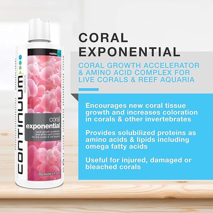 Continuum Aquatics Coral Exponential - Coral growth accelerator & amino acid complex for live corals & reef aquaria, 500 ml