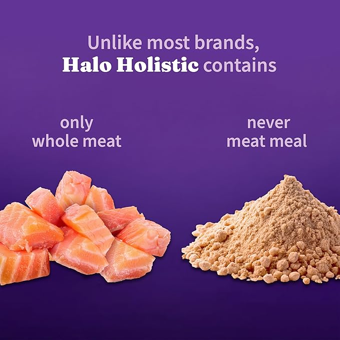 Halo Holistic Dog Food Wild Caught Salmon & Whitefish Formula, Healthy Grains Dry Dog Food, Complete Digestive Health, Kibble for Adult Dogs, 3.5 lb Bag