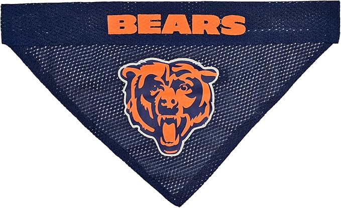 NFL DOG BANDANA - CHICAGO BEARS REVERSIBLE PET BANDANA. 2 Sided Sports Bandana with a PREMIUM Embroidery TEAM LOGO, Large/X-Large. - 2 Sizes & 32 NFL Teams available