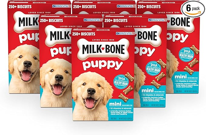 Milk-Bone Original Dog Treats for Puppies, 16 Ounce (Pack of 6), DHA Helps Support Healthy Brain Development