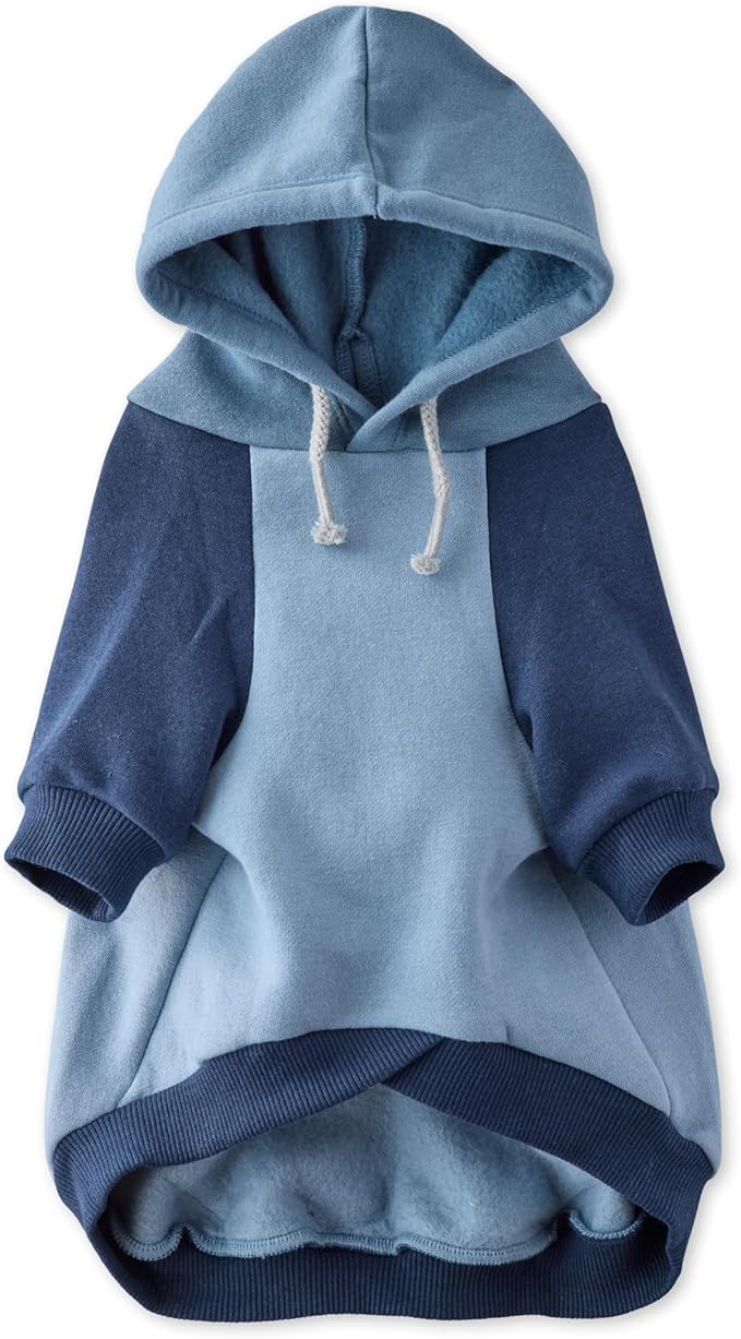 Pet Passion Rocky II - The Extra Comfy Hoodie, Organic Cotton and Recycled Poly Dog Hoodie Pet Coat Sweater for Small, Medium, Large Dogs, Navy Color Block, Small